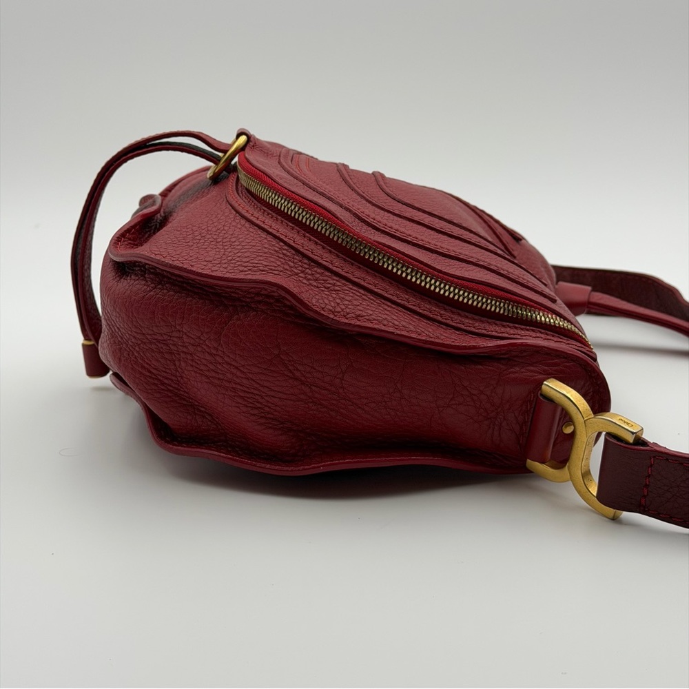 CHLOÉ MARCIE LEATHER CROSSBODY BAG – RED / BURGUNDY - Picture 6 of 12